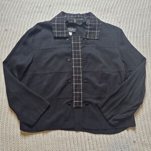 Vintage DAVID ROSE NIGHT Black w/ White Plaid Evening Jacket Blazer XL